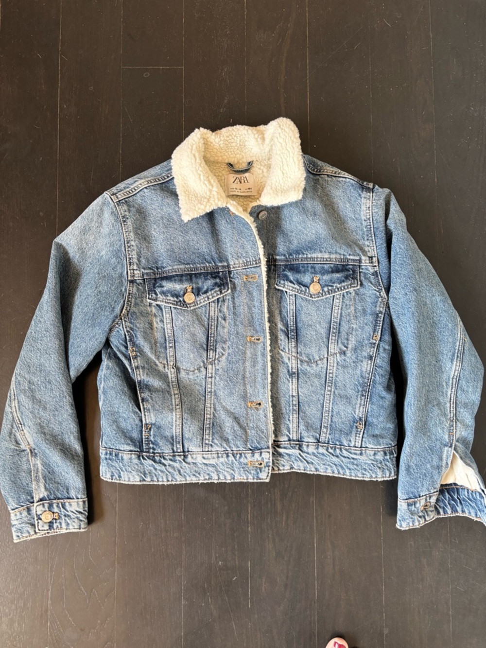 Zara Kids Sherpa Lined Denim Jacket, size 13-14